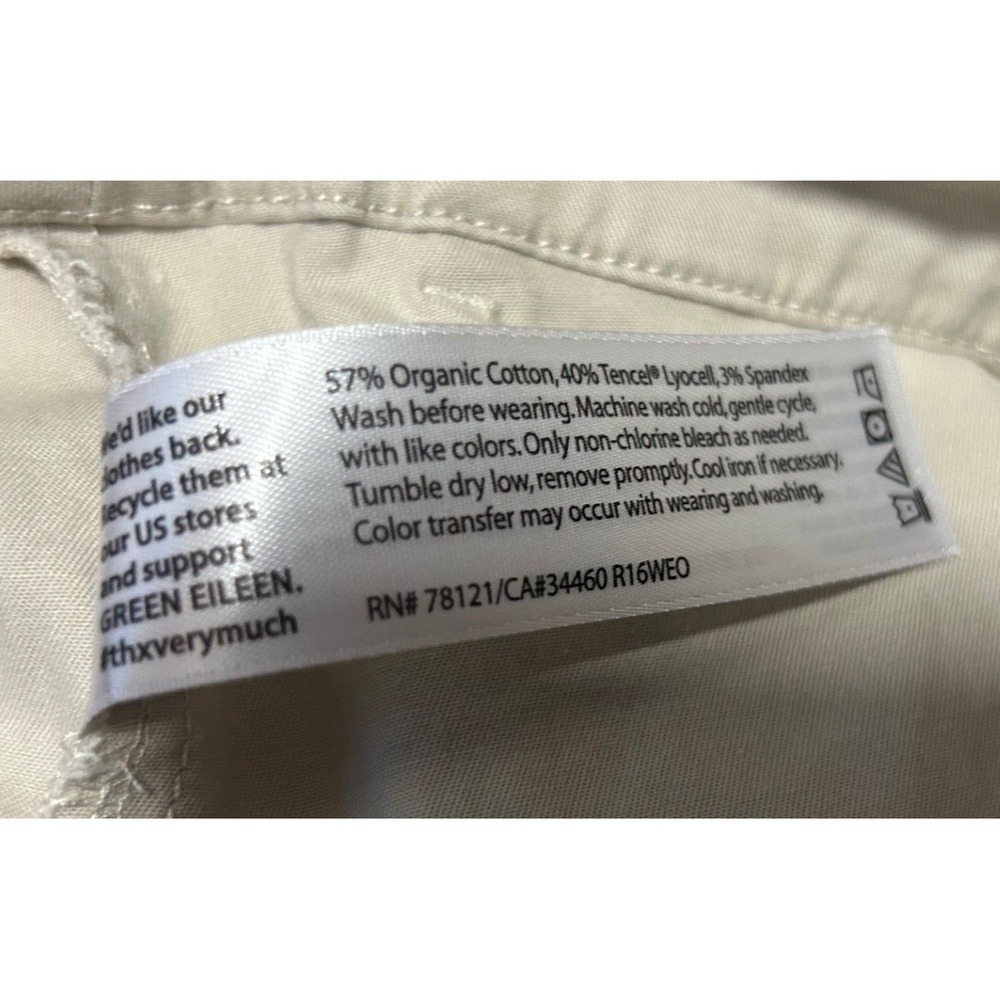 Eileen Fisher Beige Organic Cotton Tencel Tapered Ankle Pants Size 16 - Picture 5 of 8